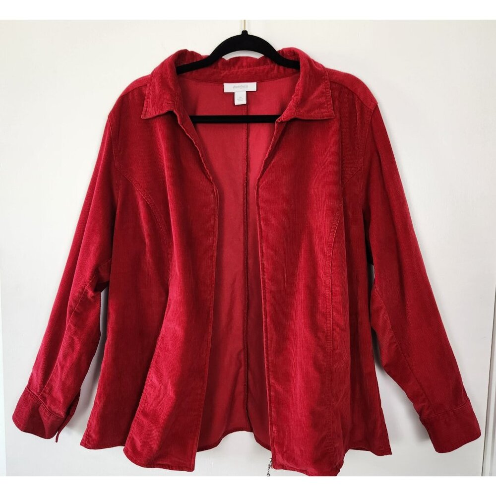 Dress Barn Red Corduroy Full Zip Shacket, 2XL, Holiday, Office, Casual, Career - Picture 3 of 8